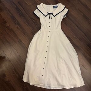 Collectif pin up white navy sailor dress xxxs